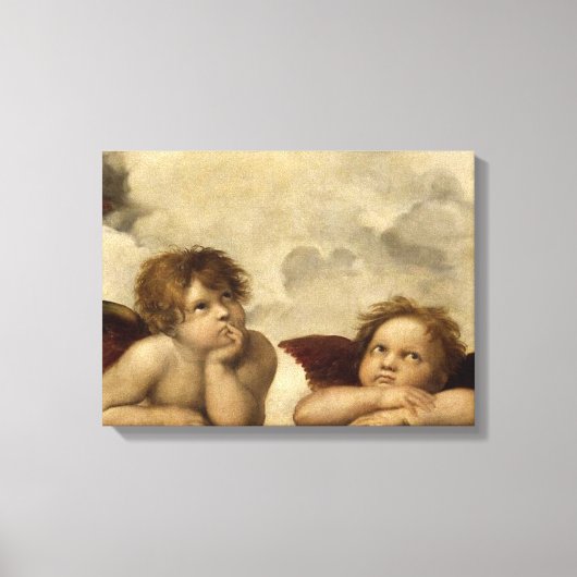 Angels Cherubs Raphael Santi Sistine Madonna Sweet Canvas Afdruk (Voorkant)