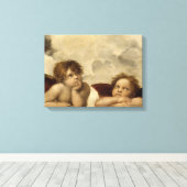 Angels Cherubs Raphael Santi Sistine Madonna Sweet Canvas Afdruk (Insitu (Houten vloer))