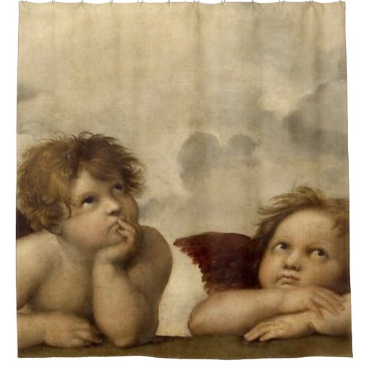 Angels Cherubs Raphael Santi Sistine Madonna Sweet Douchegordijn (Voorkant)