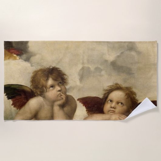 Angels Cherubs Raphael Santi Sistine Madonna Sweet Strandlaken (Voorkant)