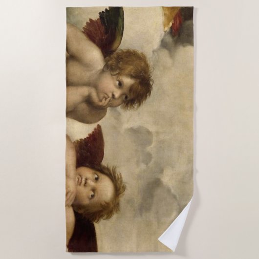 Angels Cherubs Raphael Santi Sistine Madonna Sweet Strandlaken (Voorkant)