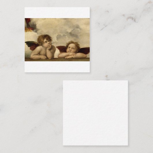 Angels Cherubs Raphael Santi Sistine Madonna Sweet Vierkante Visitekaartje (Voorkant / Achterkant)