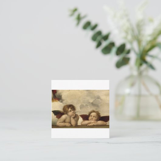 Angels Cherubs Raphael Santi Sistine Madonna Sweet Vierkante Visitekaartje (Staand voorkant)