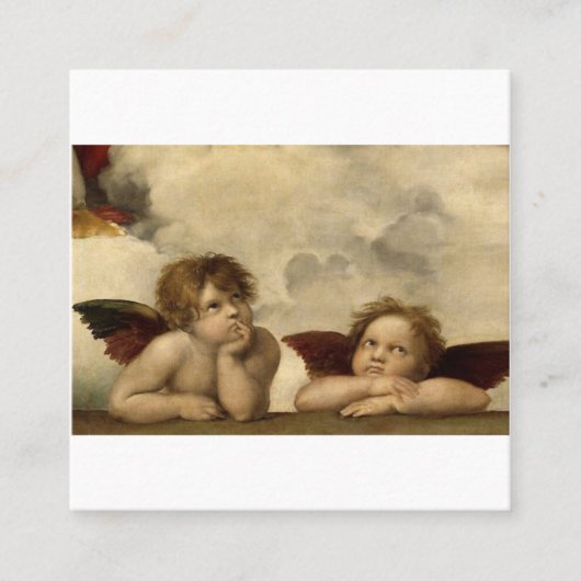 Angels Cherubs Raphael Santi Sistine Madonna Sweet Vierkante Visitekaartje (Voorkant)