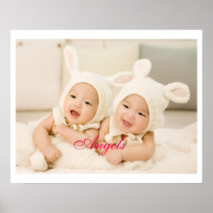 Angels Cute Twin Baby Sisters Poster