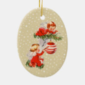 Angels die de kerstboom-keramiek ontkleuren keramisch ornament (Achterkant)