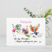 Angels die over U Waterverf tekentekst bekijken Feestdagenkaart (Staand voorkant)