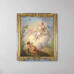 Angels die spelen met een vogel in een landschap canvas afdruk