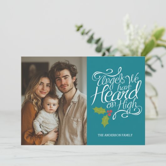 Angels die we hebben gehoord - Whimsical-kerstfoto Feestdagenkaart (Staand voorkant)