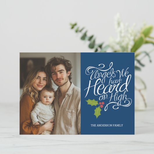 Angels die we hebben gehoord - Whimsical-kerstfoto Feestdagenkaart (Staand voorkant)