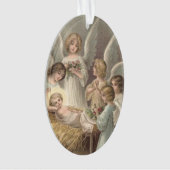  Angels en Baby Jezus in Manger Kerstmis Ornament (voorkant)