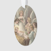  Angels en Baby Jezus in Manger Kerstmis Ornament (voorkant)