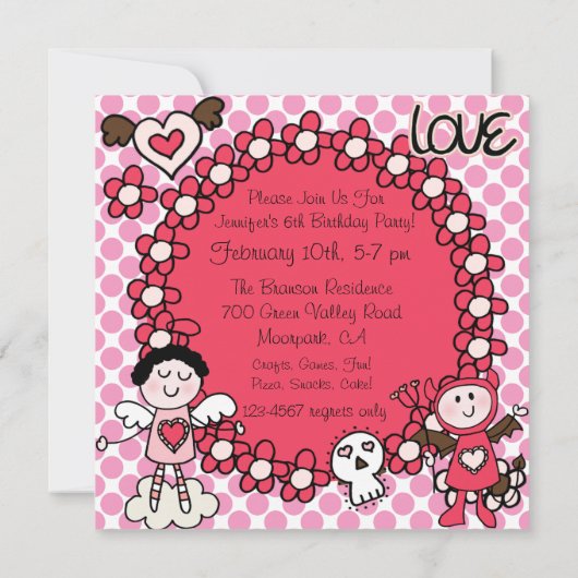 Angels en Devils Birthday Invitation Kaart (Achterkant)