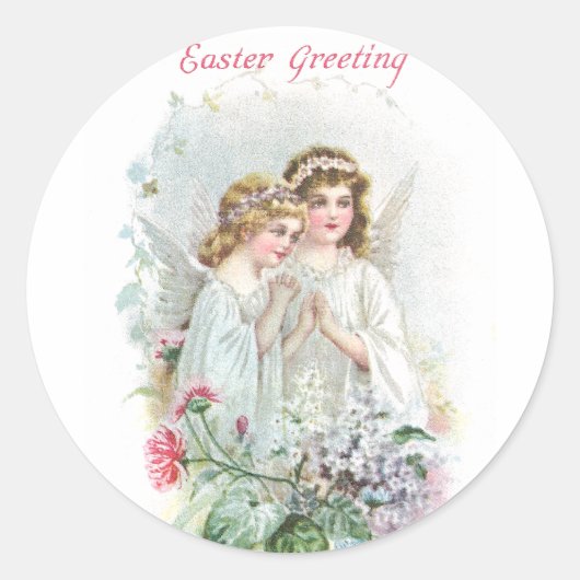 Angels en Flowers  Pasen Ronde Sticker (Voorkant)
