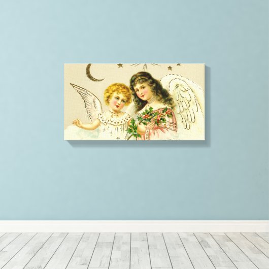 Angels en heilig feestelijk canvas afdruk (Insitu (Houten vloer))