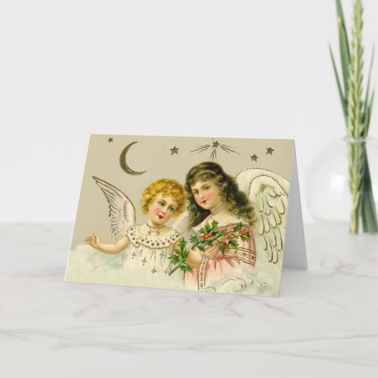 Angels en Holly Feestdagen Kaart (Voorkant)
