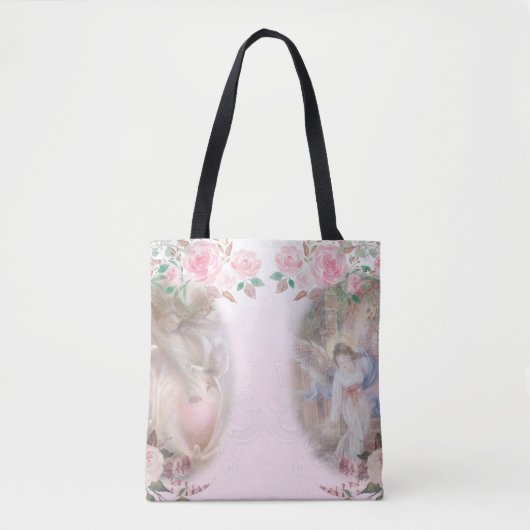 Angels en Rozen en roze Tote Bag (Voorkant)