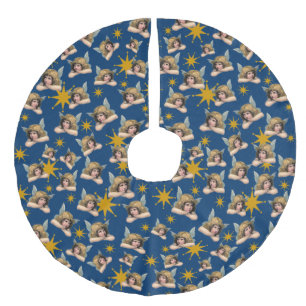  Angels en sterren Imitatie Linnen Kerstboom Rok