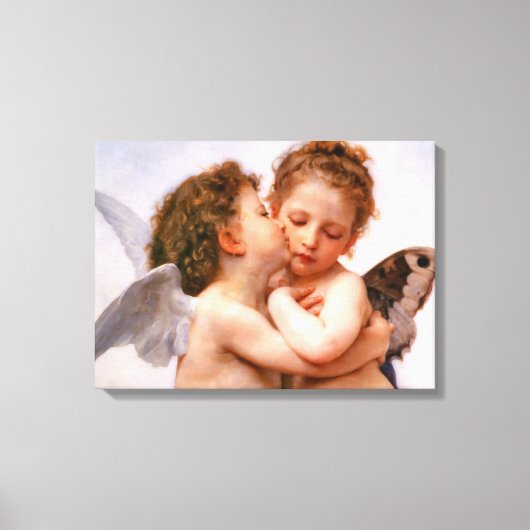Angels First Kiss, Bouguereau Fine Art Canvas Afdruk (Voorkant)