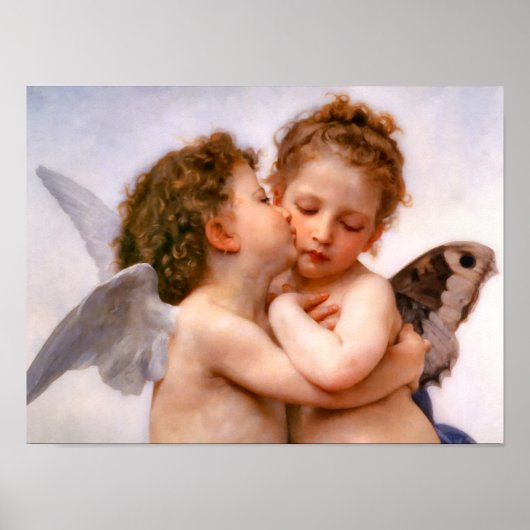 Angels First Kiss, Bouguereau Fine Art Poster (Voorkant)