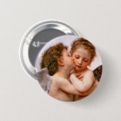 Angels First Kiss, Bouguereau Ronde Button 5,7 Cm (Voorkant /achterkant)