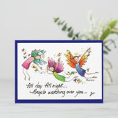 Angels Flying Gelukkig "All Day" Waterverf Sketch Bedankkaart (Staand voorkant)