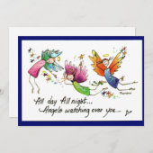 Angels Flying Gelukkig "All Day" Waterverf Sketch Bedankkaart (Voorkant / Achterkant)