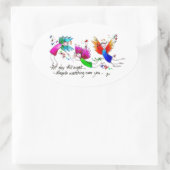 Angels Flying Gelukkig "All Day" Waterverf Sketch Ovale Sticker (Tas)