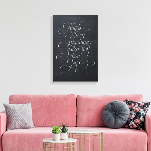 Angels & Friendship Quote Calligrafie Canvas Afdruk (Insitu (Woonkamer))