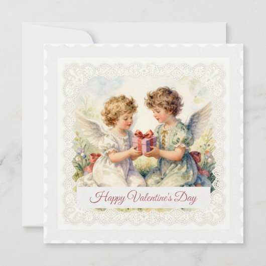 Angels' Gift – Victorian-Style Valentine’s Day Feestdagenkaart (Voorkant)