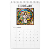 Angels Glas in lood Window 2026 gepersonaliseerd Kalender (Feb 2026)