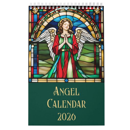 Angels Glas in lood Window 2026 gepersonaliseerd Kalender (Hoes)