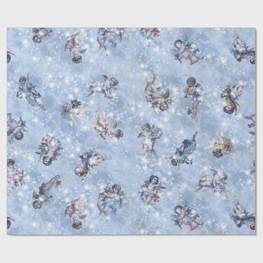  Angels Glittering Blue ID136 Cadeaupapier (Vlak)