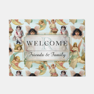  Angels in Clouds Collage Welkom Monogram Deurmat