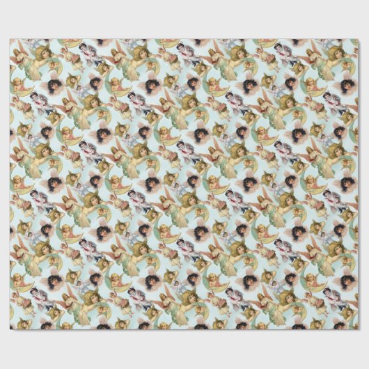  Angels in de Clouds Collage Cadeaupapier (Vlak)