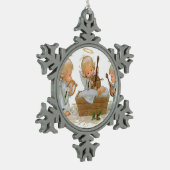 Angels in de kerstmanger Pewter Snowflake of Tin Sneeuwvlok Ornament (Links)