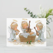 Angels in de Manger Card Feestdagenkaart (Staand voorkant)