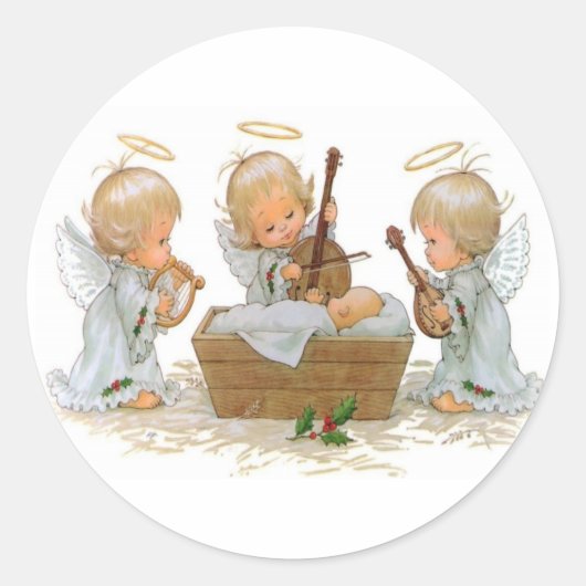 Angels in de Manger Sticker (Voorkant)