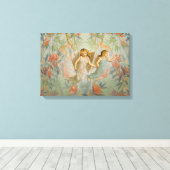 Angels in de tuin canvas afdruk (Insitu (Houten vloer))