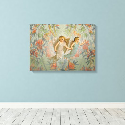 Angels in de tuin canvas afdruk (Insitu (Houten vloer))
