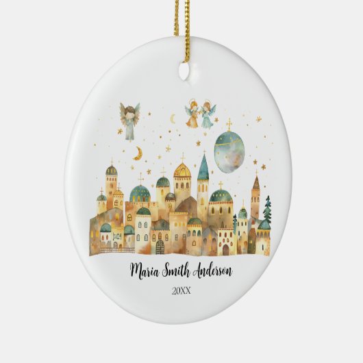 Angels in Jerusalem Uitzicht Kerstmisscene Keramisch Ornament (Rechts)
