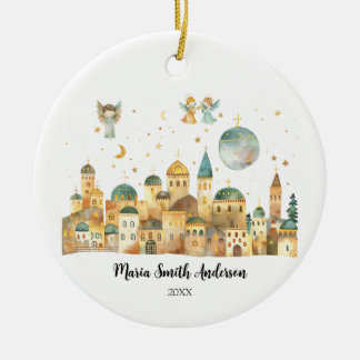 Angels in Jerusalem Uitzicht Kerstmisscene Keramisch Ornament