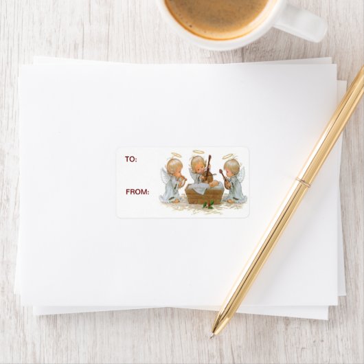 Angels in Manger Gift Stickers (Insitu)