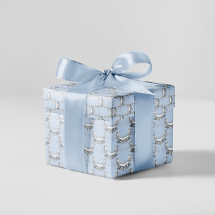  Angels in Sky Blue Floral Cadeaupapier