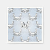  Angels in Sky Blue Floral Initiaal Monogram Servet (Voorkant)