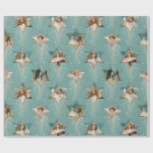 Angels in sterren met muziekinstrumenten Cadeaupapier (Vlak)