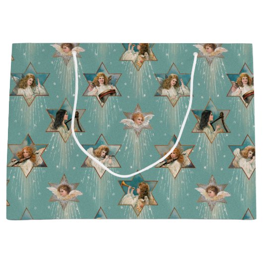  Angels in sterren met muziekinstrumenten Groot Cadeauzakje (Voorkant)