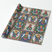 Angels Inspired by Christmas Folk Art a Roll of Cadeaupapier (Uitgerold)