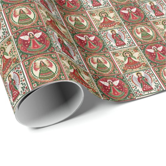 Angels Inspired by Christmas Folk Art Roll Cadeaupapier (Rol Hoek)