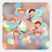 Angels Kerstmis Vierkante Sticker (Voorkant)